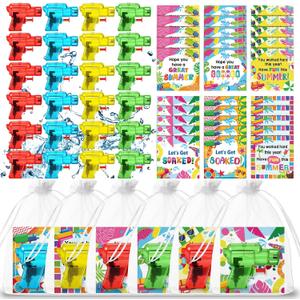 Blosssound 24 Set End of Year Students Gift from Teacher Bulk Summer Mini Water Gun with Cards Bags Kindergarten School Graduation Gifts Bulk for Graduation Summer Beach Pool Party Favors