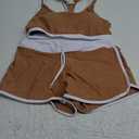 Womens Sport Two Piece Swimsuits Racerback Tops Boyshort Bottom Swimwear Bathing Suit（Large, Brown）