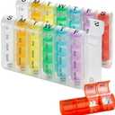 Weekly Pill Organizer - (Pack of 2) Pill Planners for Pills & Vitamins Each Day Week, Four Times-a-Day Medication Reminder, Easy to Read AM/PM Compartments Monday to Sunday for Travel & Purse