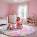 Rainbow Round Rug for Bedroom, 4Ft Fluffy Circle Area Rugs for Living Room, Shag Fuzzy Carpet for Kids Room, Nursery, Dorm, Classroom, Teen, Cute Baby Play Mat Home Decor Aesthetic