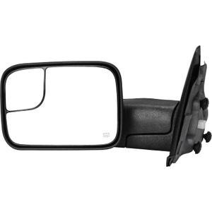 AUTOSAVER88 Left Driver Side Towing Mirror Compatible with 2002-2008 Dodge Ram 1500, 2003-2009 Ram 2500 3500, Power Heated, Adjustable, Manual Folding Flip-up Door Mirror, Black Housing