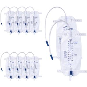 DOKIBI 1000ml Catheter Leg Bags, Urinary Drainage Bag for Men Women with Anti-Reflux Valve, 18” Tubing and Adjustable Cloth Straps, Easy Flip Drain (Pack of 10)