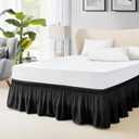 FreshCulture Twin Bed Skirt, Elastic Wrap Around Bed Skirt Twin Bed, Easy Fit with 15-Inch Tailored Drop, Hotel Quality Bed Skirts for Adjustable Bed (Black)