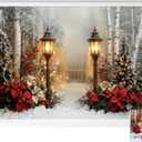 Kate Christmas Lantern Poinsettia Snowy Forest Backdrop Photo Background Studio Props,10x6.5ft