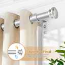 TONIAL Curtain Rod 32 to 115 Inch(2.6-9.6ft), Telescoping Splicing 3/4 Drapery Rods for Windows 83 to 110 Inch(6.9-9.1ft), Decorative Single Rod with Small Cap Finial, Silver