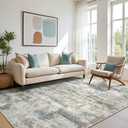 BEIMO Area Rugs 5x7 for Living Room Bedroom, Modern Abstract Machine Washable Rug, Large Soft Low Pile Floor Carpet with Non Slip Backing for Dining Room, Blue/Taupe