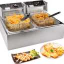 Commercial Deep Fryer with Basket, 3400W 12.7QT/12L, Detachable Large Capacity Stainless Steel Countertop Electric Oil Fryer with Temperature Control for Restaurant or Home Use