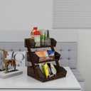 Dorhors Fruit Basket for Kitchen,Fruit Bowl,Kitchen Counter Organizer,Wooden Vegetable Holder for Countertop,Bread Storage Basket Stand(3 Tier)