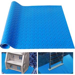 1 Pcs Extra Large Swimming Pool Ladder Mat, 36"x24" Protective Non-Slip Pool Step Pad with TextureProtective Ladder Pad for Above Ground Swimming Pools Liner and Stairs (Blue)