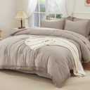 Andency Wheat California King Size Comforter Set with Sheets - 7 Pieces Boho Tassel Bed in a Bag Soft Lightweight Bedding Sets, Wheat Fringe Bed Set with Comforter, Sheets, Pillowcases & Shams