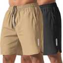 Athletic Running Shorts for Men 7" Lightweight Quick Dry Gym Shorts with Zipper Pockets for Casual, Workout, Travel (M)