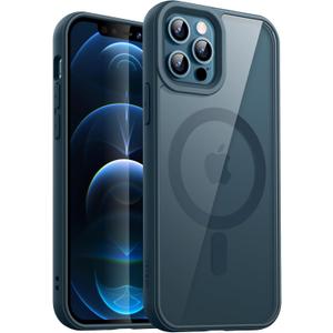 JETech Magnetic Case for iPhone 12/12 Pro 6.1-Inch Compatible with MagSafe, Shockproof Phone Bumper Cover, Solid Color Matte TPU Frame, Anti-Scratch Clear Back (Pacific Blue)