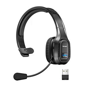 TECKNET Trucker Bluetooth Headset, Trucker Bluetooth Headphones with Microphone AI Noise Canceling Wireless On Ear Headset, Hands Free Wireless Headset for Cell Phone Computer Office Home (Black)