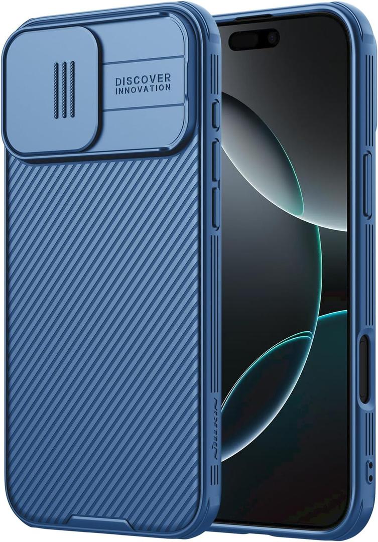 Nillkin for iPhone 16 Pro Case with Slide Camera Cover, [Upgraded Camera Lens Protection] Slim Shockproof Protective Phone Case for iPhone 16 Pro 6.3 inch, Blue