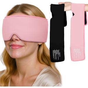 FACEMOON Cooling Eye Masks with Flexible Gel - Cold Compress Ice Pack for Puffy Eyes Migraines Headache Stye Sinus After Surgery Therapy - Reusable 2 pcs for Family Black Pink