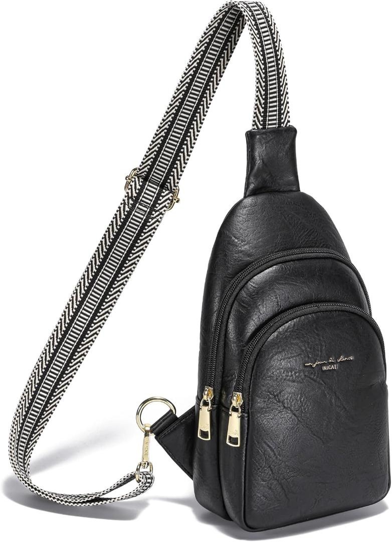 INICAT Small Crossbody Sling Bags Faux Leather Fanny Packs Purses for Women Everyday & Travel