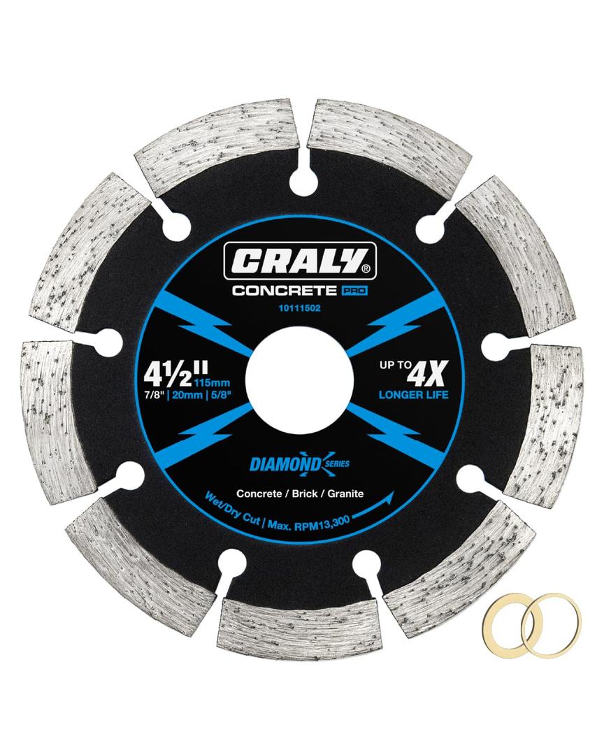 CRALY 14 Inch Super Thin Segmented Diamond Blade, 1 in Arbor, 9'' Diamond Stone Blade for Angle Grinder & Masonry Saw, Diamond Cutting Wheel for Cutting Concrete, Paver, Masonry, Stone, Granite, 2PC