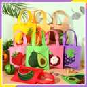 24 Pack Mix Fruits Party Favor Bags Summer Hawaiian Gift Bags Waterproof Non Woven Fruit Theme Tote Bags Reusable Luau Party Goody Treat Bags with Handle for Kids Birthday Tutti Fruity Party Supplies