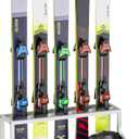 Ski Storage Rack for Garage  Freestanding Ski Holder for 5 Pair Skis, Helmet, Goggles, gloves, Indoor Snowboard Rack Organizer Stand for Home, Shed, Basement, White