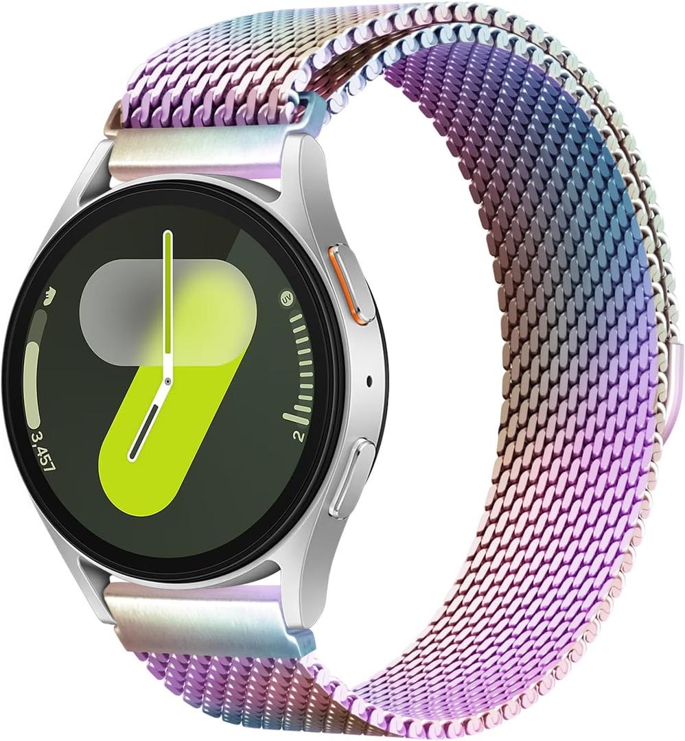 Milanese Metal Bands for Samsung Galaxy Watch 7 6 5 4 Band 40mm 44mm/Watch 6 4 Classic Bands 46mm 42mm 47mm 43mm/5 Pro/3 41mm/FE/Active 2 Men/Women,20mm Stainless Steel Mesh Loop Magnetic Strap Correa