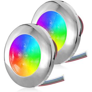 Marine Dome Light,Remote Control Full-Color RGBW LED,Adjustable Brightness and Color,Boat Interior Cabin Lighting,12V DC, 2.79-Inches (Remote Control Not Included)