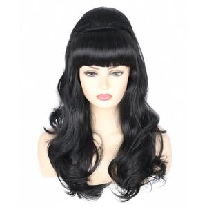 Topcosplay Women Wigs Black Beehive Wigs Bouffant Wig Long Wavy Halloween 60s 70s Costume Party Wig