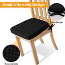 Ruqmuis Chair Cushions for Dining Chairs, 2" Thick Seat Cushions for Kitchen Chairs, D-Shaped Chair Pads with Washable Cover, Ties and Non Slip Backing, 17'' x 16'', Set of 6, Black, 6 Count