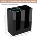 MYITYARD Coffee Cup Holder, Cup and Lid Organizer fits 5 to 16 oz Disposable Paper & Plastic Cups, Cup Dispenser Countertop, Acrylic Cup Storage for Home, Kitchen, Office (2 Compartment)