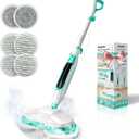 Scrubbing Steam Mop with Rotating Mop Pads, All-in-One Hard Floor Cleaner with LED Headlights, Steam & Spin Control, 6 Soft Scrub Pads, Swivel Steering, FS07