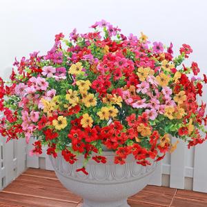 Kingsboomy Artificial Flowers for Outdoors, Faux Plants Flowers, 12 Bundles Silk Colorful Fake Flowers Eucalyptus Realistic UV Resistant for Outside Home Planter Porch Patio Yard Decor (12, 6 Colors)
