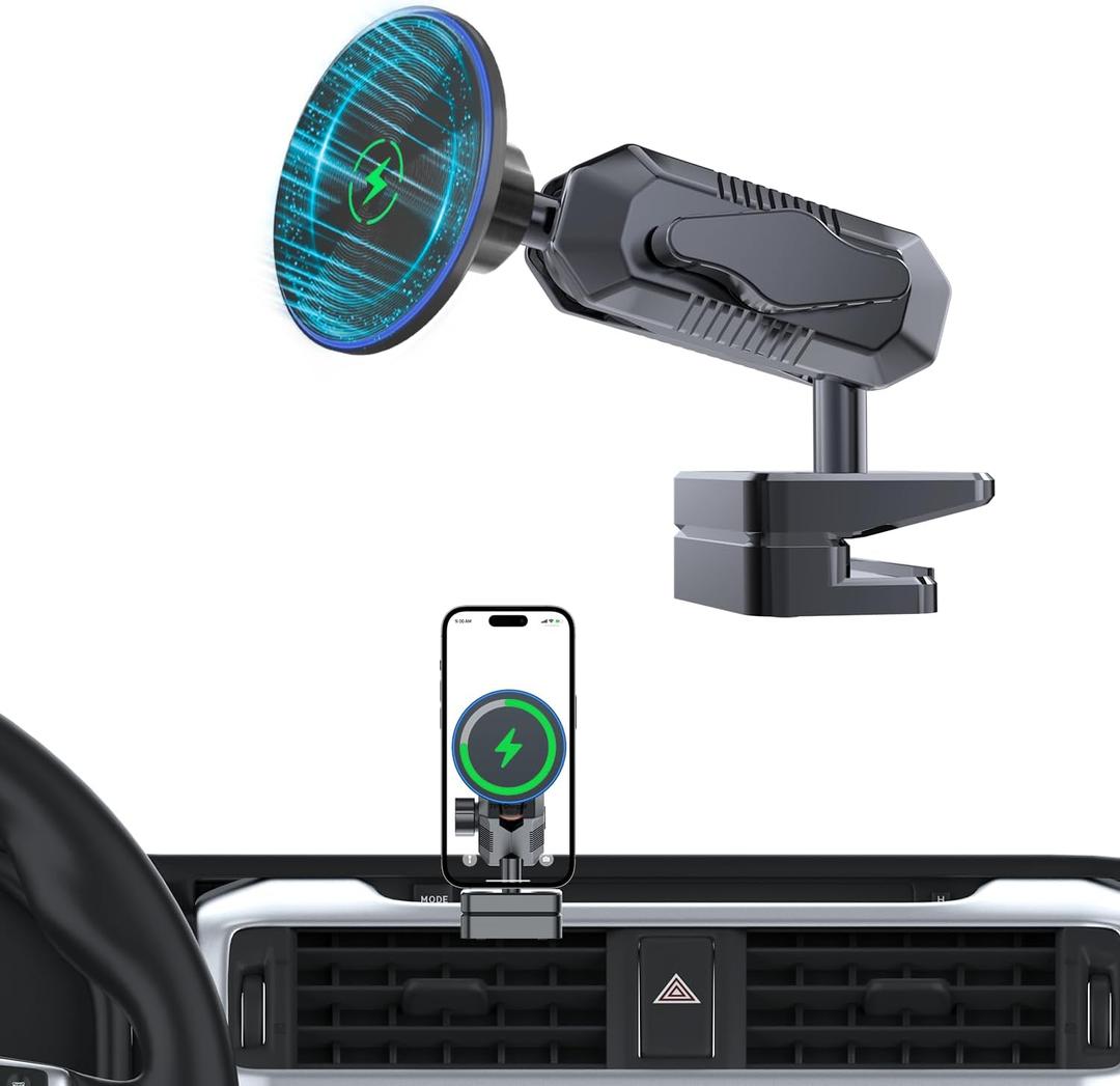 5th Gen Toyota 4Runner Phone Mount Charger, 15W Wireless Charging Phone Holder for 4Runner 2024 2023 2022 2021-2010, Toyota 4Runner Accessories for All Smartphones, 360 Adjustable, Easy to Install