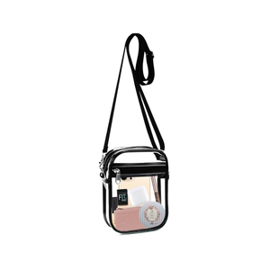 Fibrdoo Clear Crossbody Purse Bag, Clear Bag Stadium Approved with Front Pocket for Concerts Sports Festivals, Small