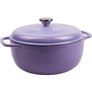 Lodge Essential Enamel Cast Iron Dutch Oven 6 Quarts - Perfect for Bread Baking, Braising, Marinating & Slow Cooking, Features Moisture-Sealing Lid & Dual Handles, Kitchen Essentials, Lilac