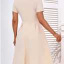 YATHON Womens Elegant Print Notched Neck Slant Pocket Pleated Hem Casual A-Line Dress (XL)