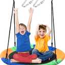 Saucer Tree Swing Seat for Kids 40 Inch Outdoor Round Tree Swing for Children Heavy Duty Safe Durable Easy Install for Backyard Multicolor