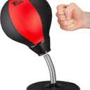 Tech Tools Stress Buster Desktop Punching Bag - Suctions to Your Desk, White Elephant Gifts for Coworker Men and Women, Heavy Duty Stress Relief Ball, Gag Gifts Funny Desk Accessories (Red/Black)