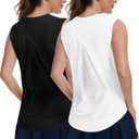 Chicingyou 2 Pcs Women's Sleeveless Workout Tops Breathable Running Yoga Shirts Loose Fit Tennis Athletic Tank Tops(L) Black, White (L)
