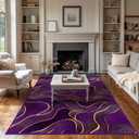 5x7 Area Rug Purple Gold Modern Rug for Living Room Indoor Machine Washable Abstract Rugs for Bedroom Dining Room Large Carpet Non-Slip Non-Shedding Throw Rug for Home Office Kids Playroom
