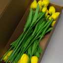 MACTING Yellow Artificial Tulip Flowers - 13.7" 30PCS Real Touch Fake PU Tulips Bouquet Faux Flowers for Floral Arrangements Table Centerpieces Kitchen Indoor Home Mothers Day Decorations
