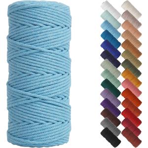 NOANTA Sky Blue Macrame Cord 3mm x 109yards, Colored Macrame Rope, Cotton Rope Macrame Yarn, Colorful Cotton Craft Cord for Wall Hanging, Plant Hangers, Crafts, Knitting