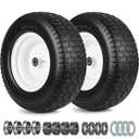 GICOOL 16x6.50-8 Flat Free Riding Lawn Mower Tire and Wheel, 2 Pcs 16x6.5-8nhs Garden Tractor Lawnmower Tyre, with 3/ 4" & 5/ 8" Bearing, 3" -4.5" Centered Hub