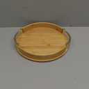 JUPELI 11.8 Round Bamboo Serving Tray with Handles  Decorative Tray, Breakfast Tray, Coffee Table Tray, Ottoman Tray, Kitchen Platter for Drinks, Snacks, Vanity, Home Decor & Gifts