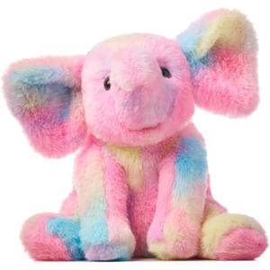 Hopearl Adorable Plush Calf Elephant Toy Floppy Elephish Ultra Soft Stuffed Animal for Boys Girls Kids Toddlers, Rainbow, 9'' (Multicolored)