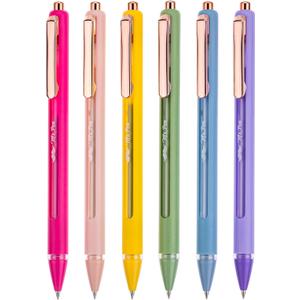 Mr. Pen- Retractable Gel Pens, 6 Pack, Black Ink, Vibrant Barrels, Fine Point 0.5 mm, Fast Dry, Smooth Writing, Cute Gel Ink Pens for Drawing, Writing Planner and School Supplies