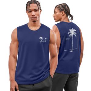 Flafens Tank Tops Men - Sleeveless Shirts for Men Graphic Cotton Mens Tank Tops Summer Tanktop Casual Loose Fit Tanktop Gray Mens Sleeveless Tee Shirts for Workout Running Sports, 2XL, Princess