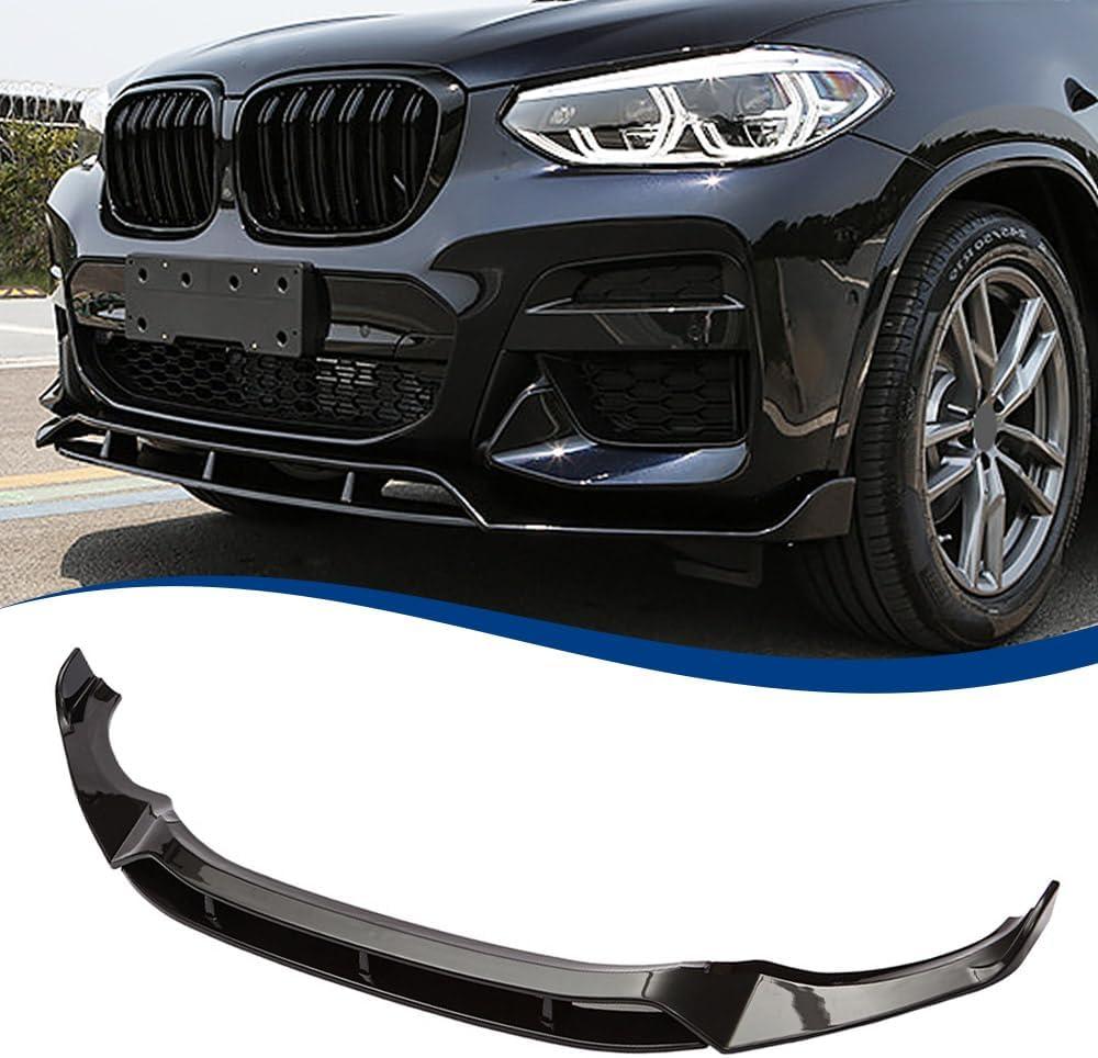 Front Lip Compatible with BMW (2018-2021) X3 G01 (2019-2021) X4 G02 M-Sport Model ABS Gloss Black Bumper Air Splitter
