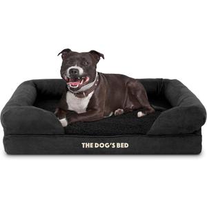The Dogs Bed Orthopedic Memory Foam Dog Bed with Bolsters for Medium Dogs, Waterproof Washable Cover, Anti-Slip Base, Calming Surface CertiPUR-Certified Foam, Plush Fabric, Black Plush, Medium