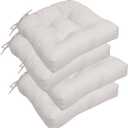 RACE LEAF Patio Chair Cushions 19x19 Inch 4 Pack, Thickened Outdoor Seat Cushions Water Resistant with Non-Slip Ties & Stain Resistant Tufted Design (Beige)