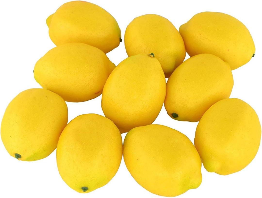 10pcs Artificial Lemons Simulation Lifelike Lemons Fake Fruit for Home Kitchen Wedding Party Decoration Photography (Big Size, Yellow)