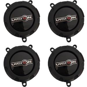 Wheel Center Hub Cap Vision C398SB-5V C310-13 Matte Black 4pc